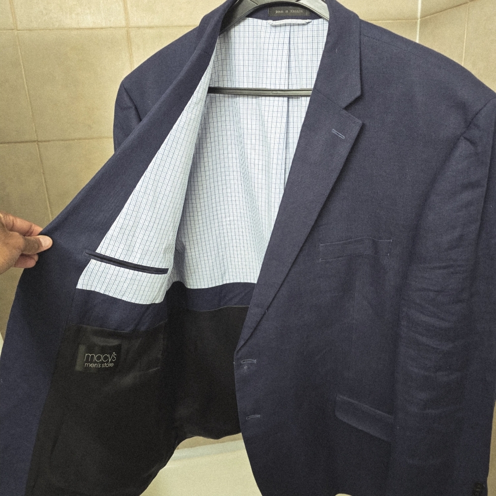 Lauren Ralph Lauren Blazer  Linen Sport Linen Suit Casual Blue Jacket Men's 52R - Picture 8 of 17